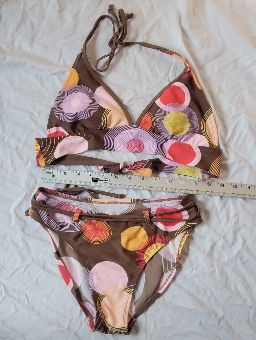 BODY GLOVE Brown Multicolor Circle Print Bikini Set - Picture 2 of 9